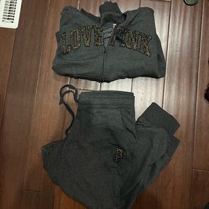 Grey PINK brand jogger outfit
